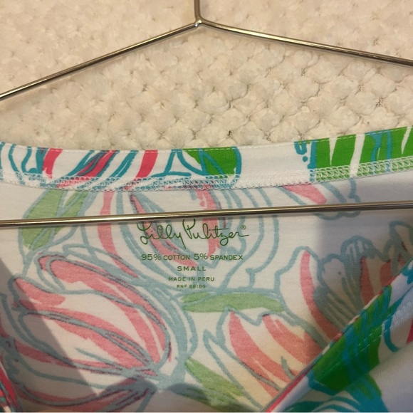 Lilly Pulitzer Floral Top Cotton Blend 3/4 Sleeves Green Pink Blue Classic Small - Picture 2 of 8